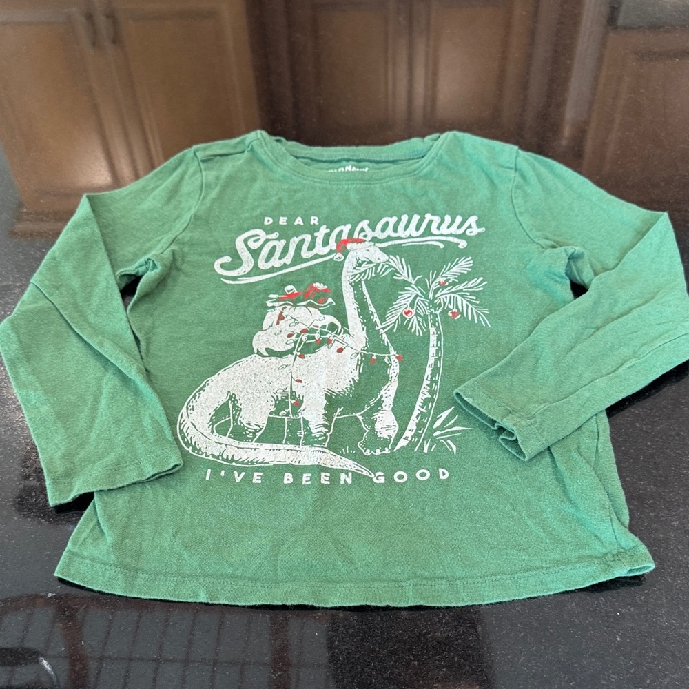 Green Santasaurus Kids Shirt